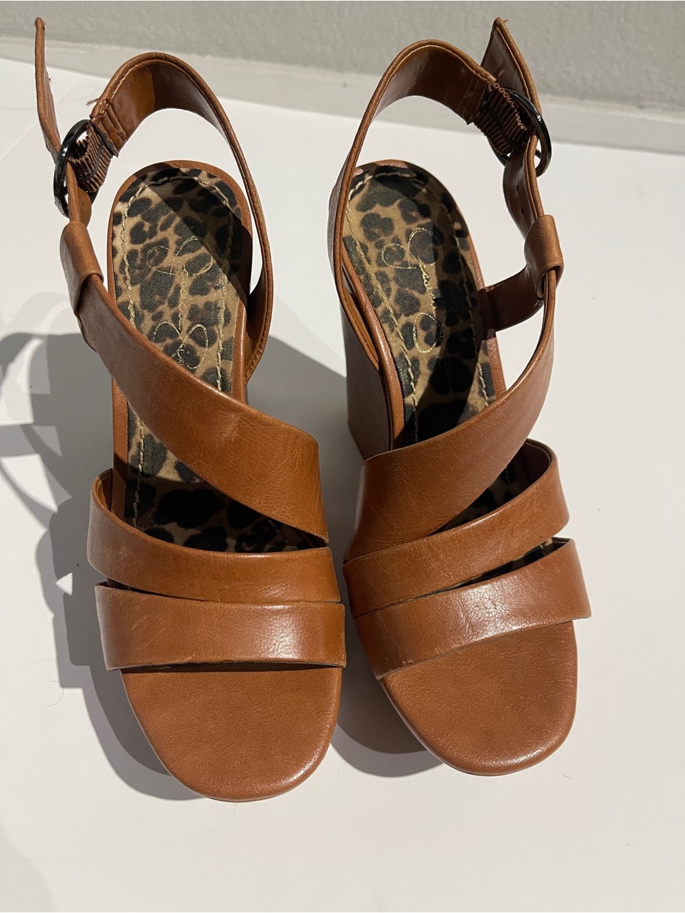 Jessica Simpson Brown Strappy Wedge Sandals